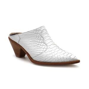 Valentina Rangoni Collina Croc Embossed Leather Mule in White Women's Size 9